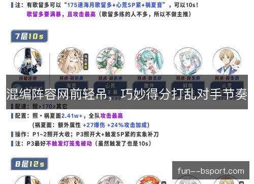 混编阵容网前轻吊，巧妙得分打乱对手节奏